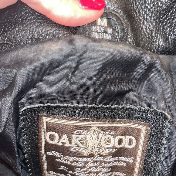 Oakwood Outdoor black leather motorcycle style jacket. Size medium - Picture 14 of 14